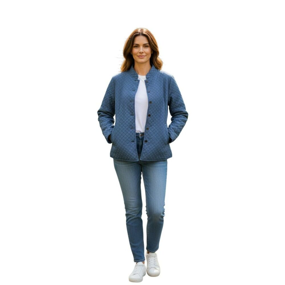 kiko Jacket Women’s  Size XL Blue 100% silk with Pockets  Brand New Y2K KI# 91